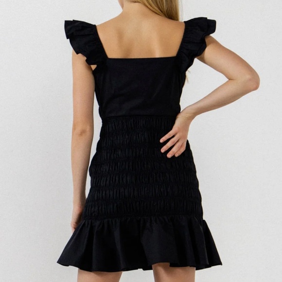 endless rose Ruffle Sleeve Smocked Mini Dress - Picture 2 of 5